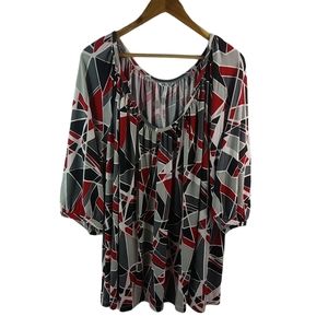 Metro7 4X Black Red Gray Geo Pattern Top Plus